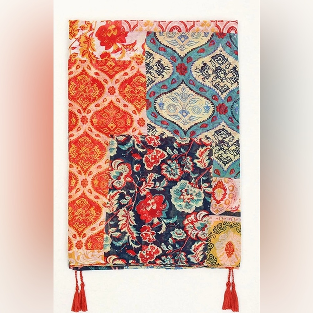 Multicolor Patchwork Patterned Scarf New In Packa… - image 4